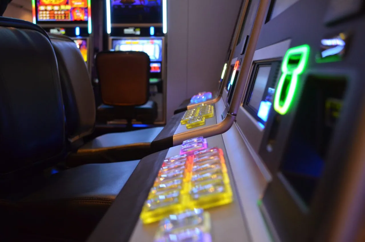 Illuminated slot machines in a casino
