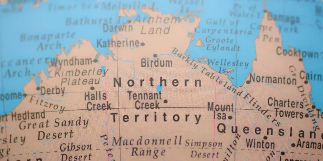 Northern Territory on a map of Australia
